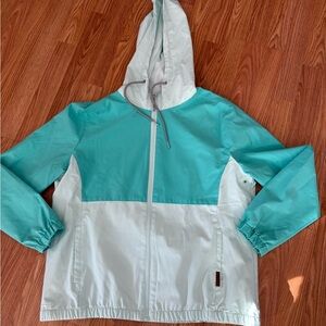 Teal Hooded Windbreaker